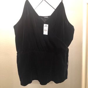 Black Velvet Express Faux Wrap Tank